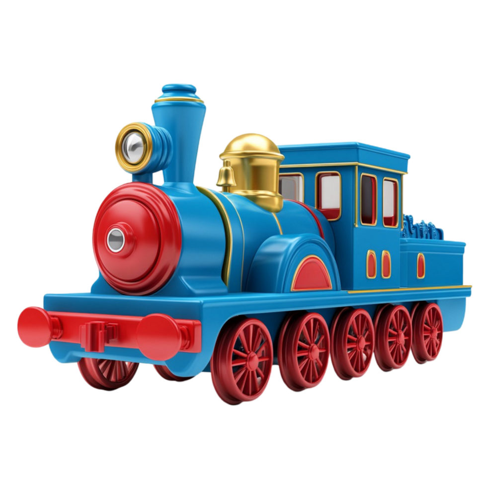 Blue and Red Train on Transparent Background png