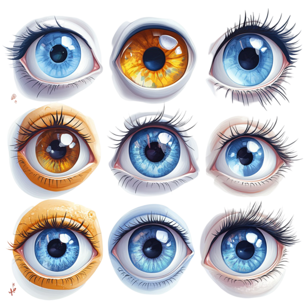 Colorful Eyes Collection with Transparent Background png