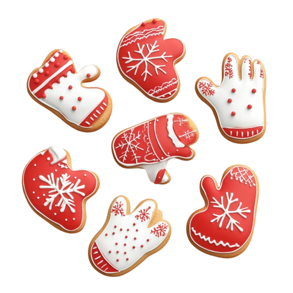 Festive Cookies with Red and White Icing, Isolated on Whit png