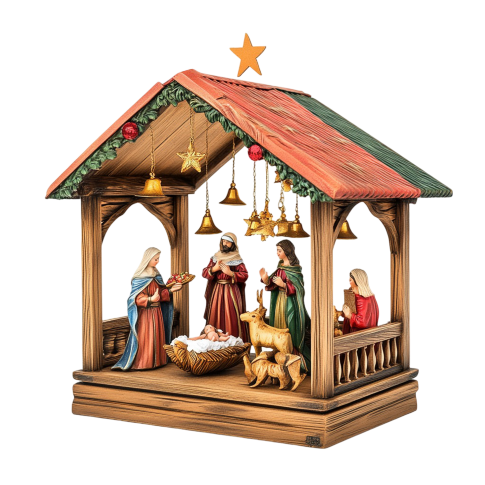 Nativity Scene Featuring Baby Jesus and Mary for Christmas png