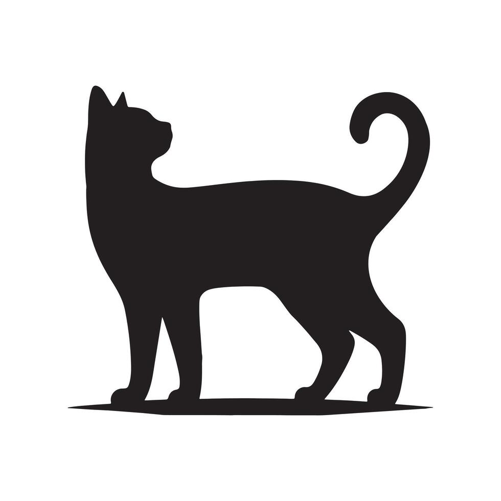 This image is a black-and-white illustration of a Cat vector