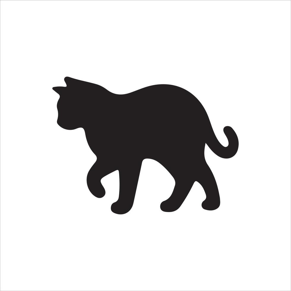 Black and white illustration of a cat vector