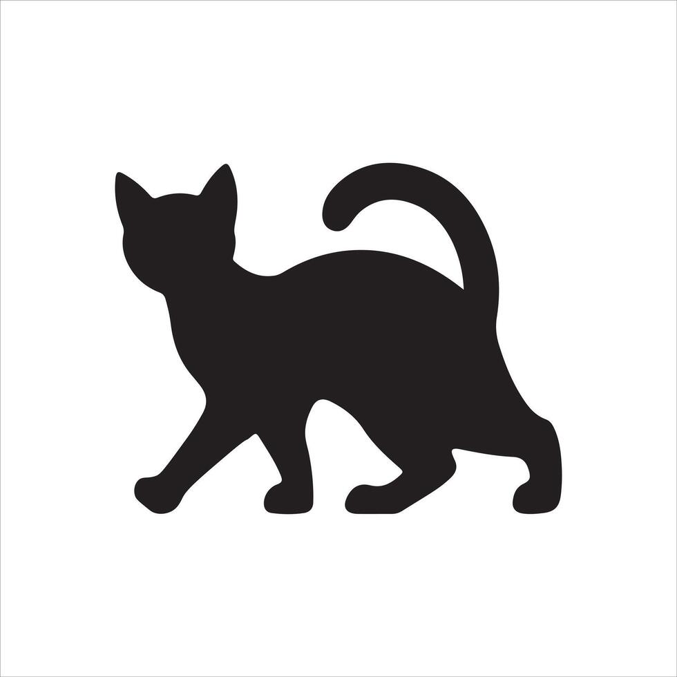 The image is a silhouette of a cat. vector