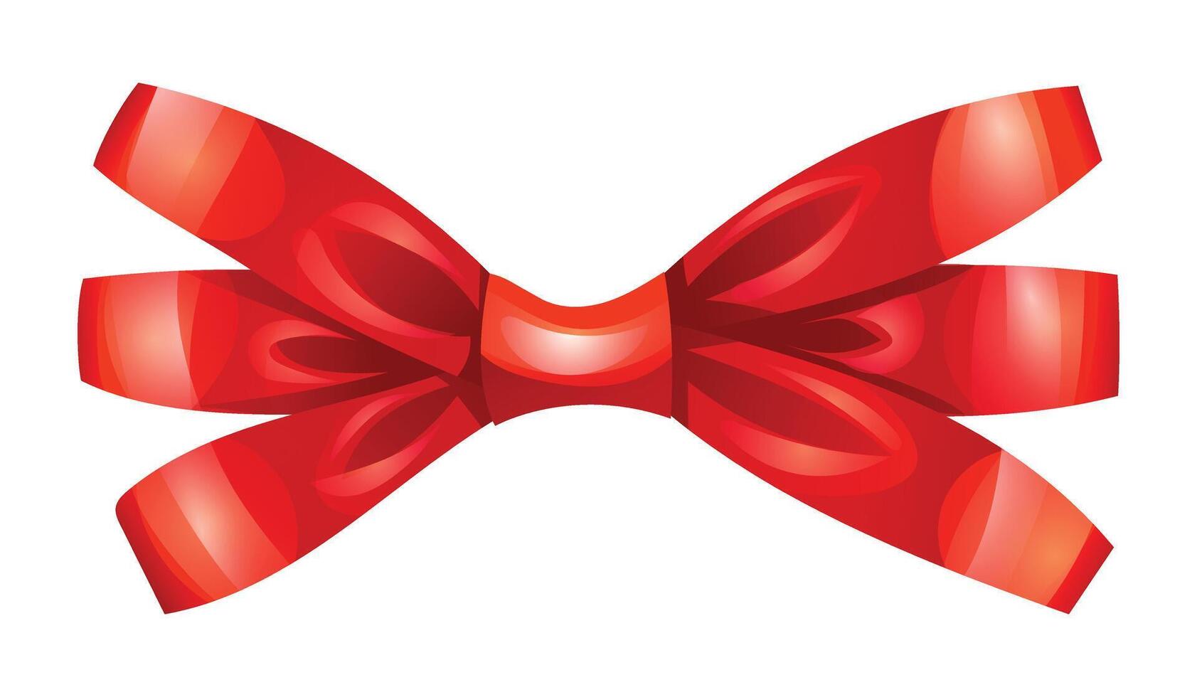 Red bow with wide layered loops. cartoon illustration vector