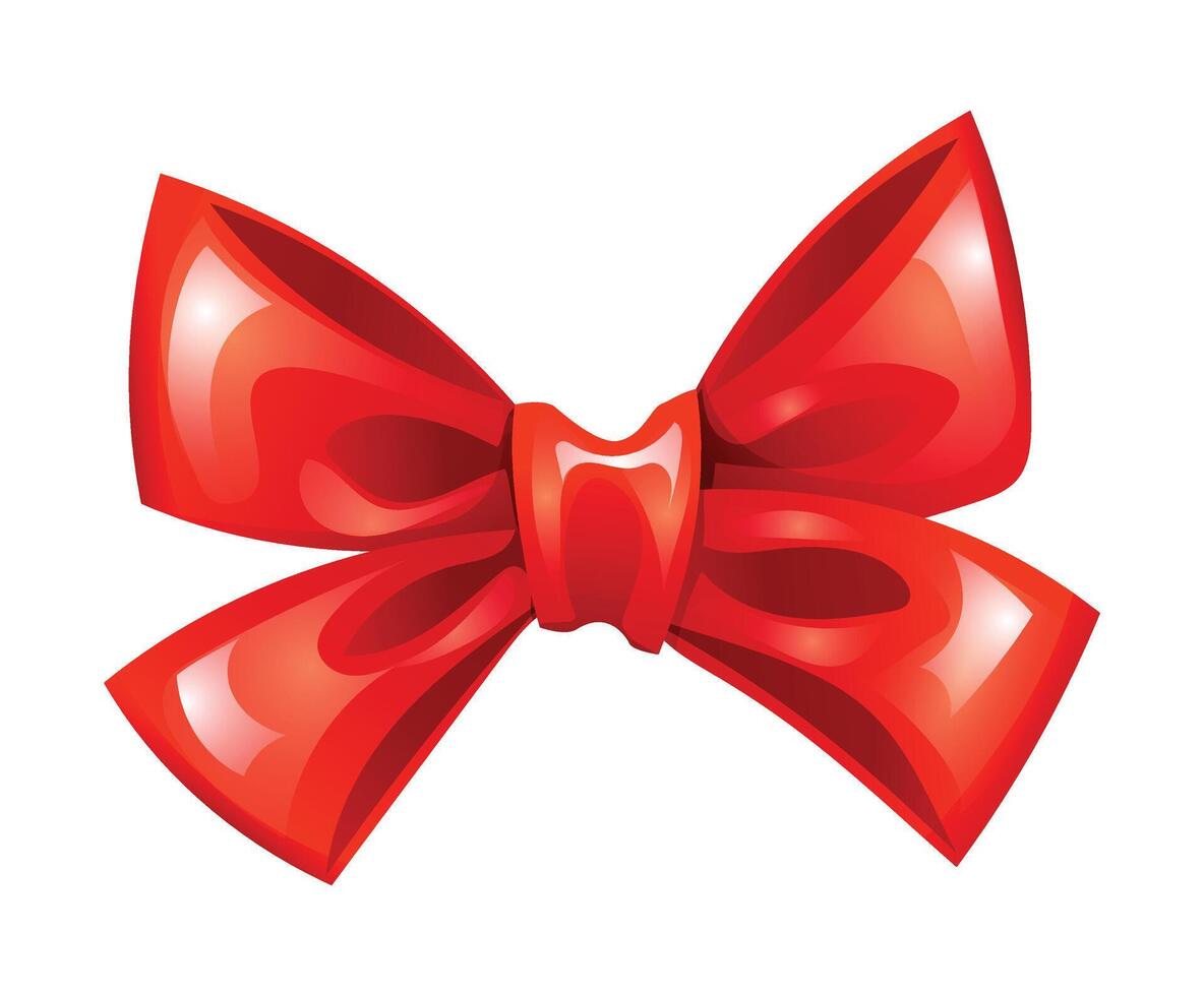 Red ribbon bow, perfect for gifts. cartoon illustration vector