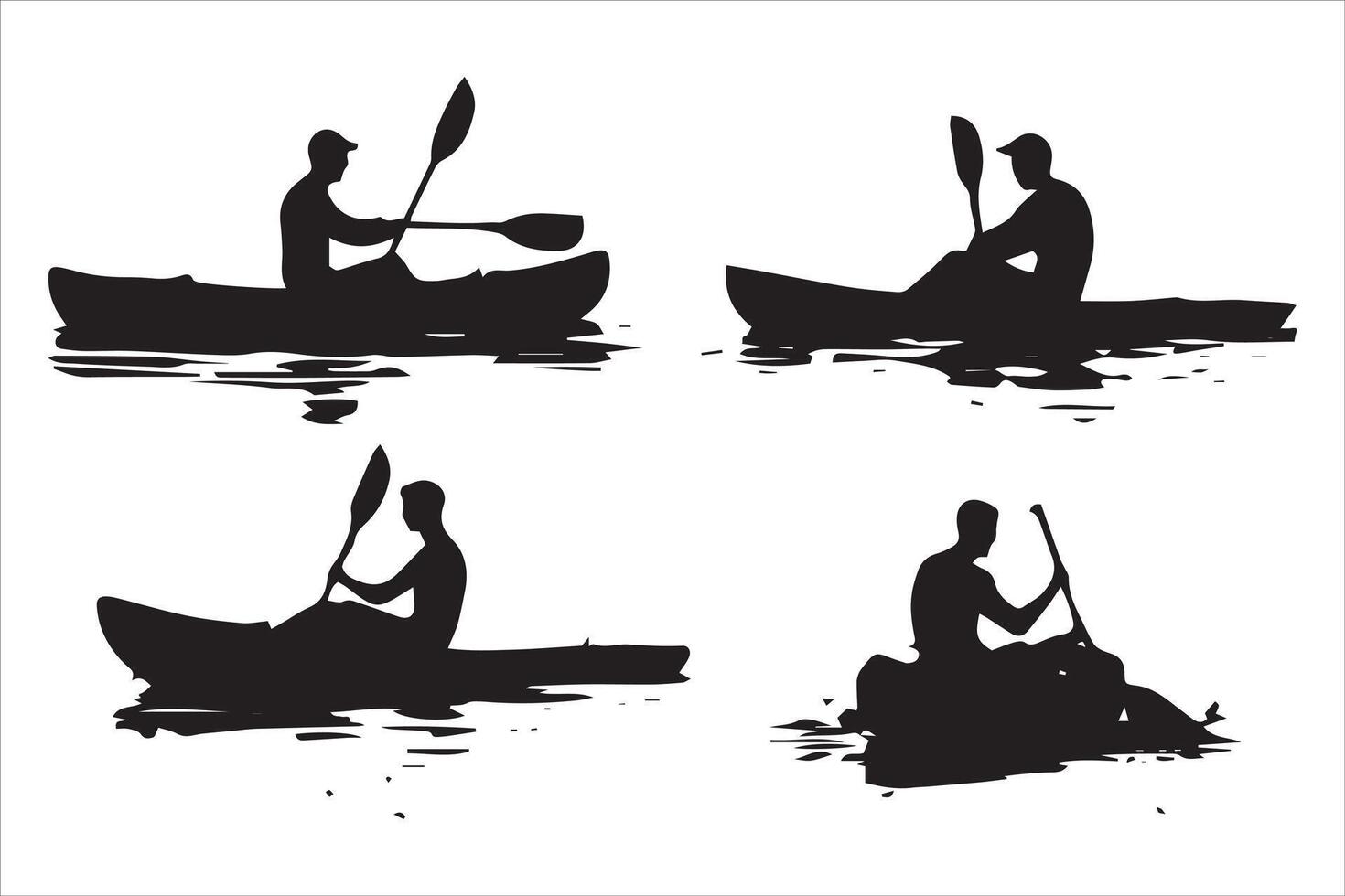 Canoe and Kayaking Silhouette Set vector