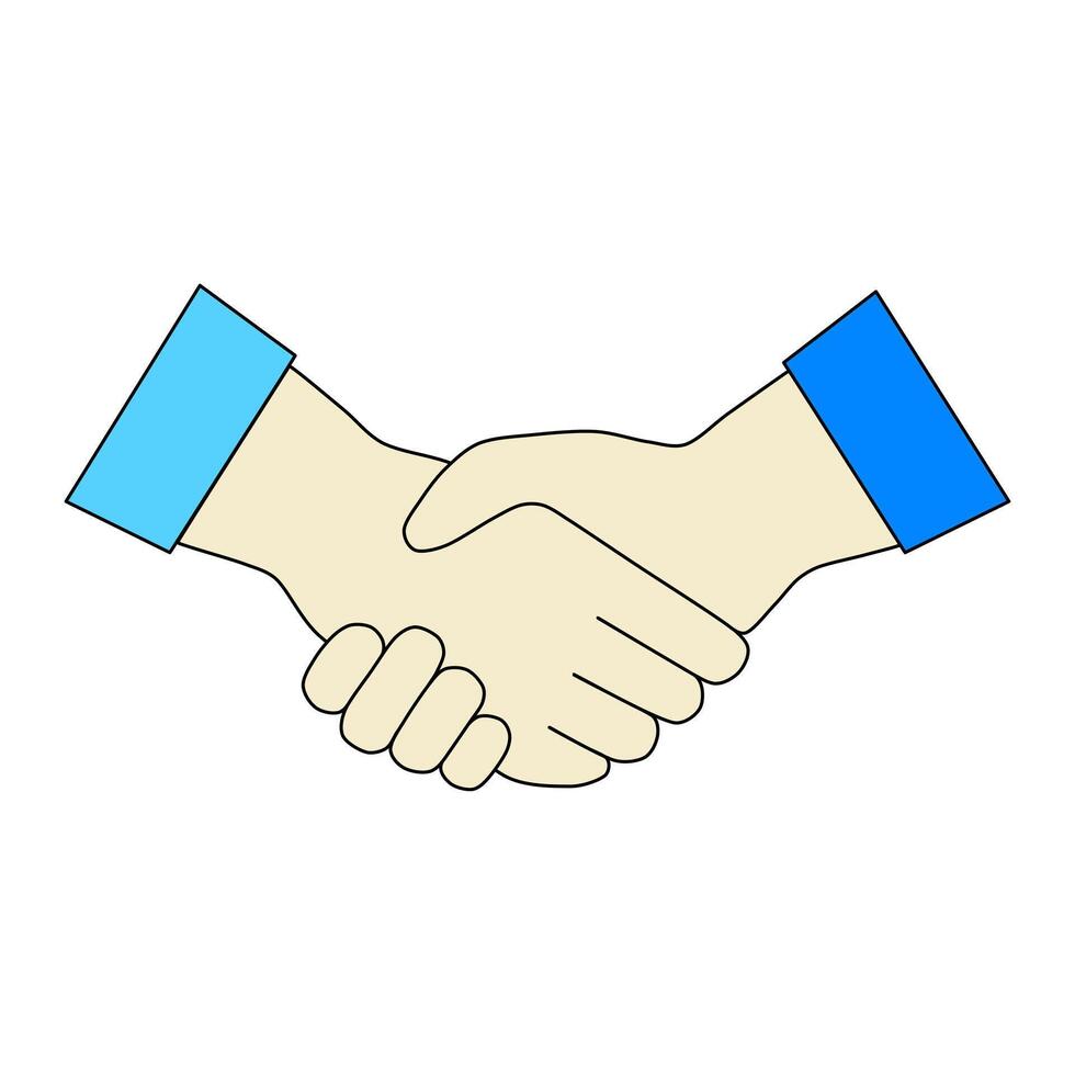 Two hands shaking hands on a white background vector