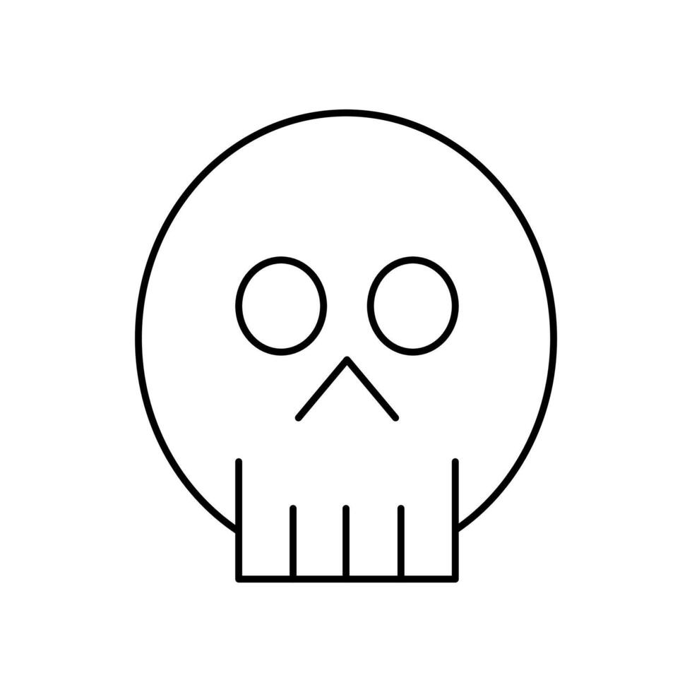 A skull with a face on it is shown in a line drawing vector