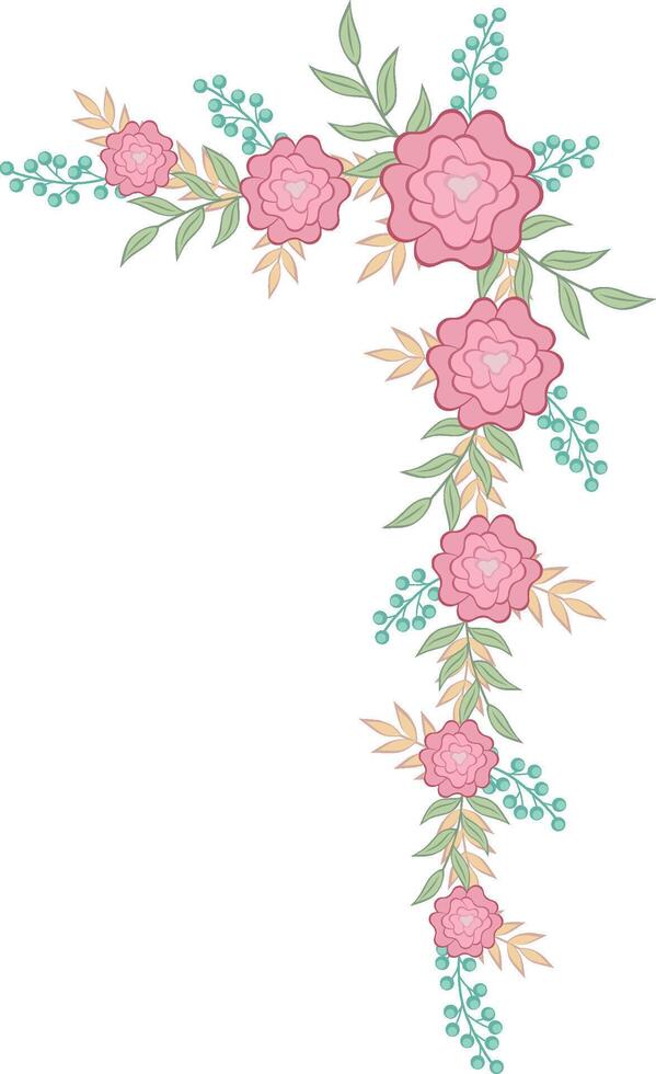 Flower Bouquet Decorative Frame Illustration. Beautiful Floral Vintage for Wedding. vector