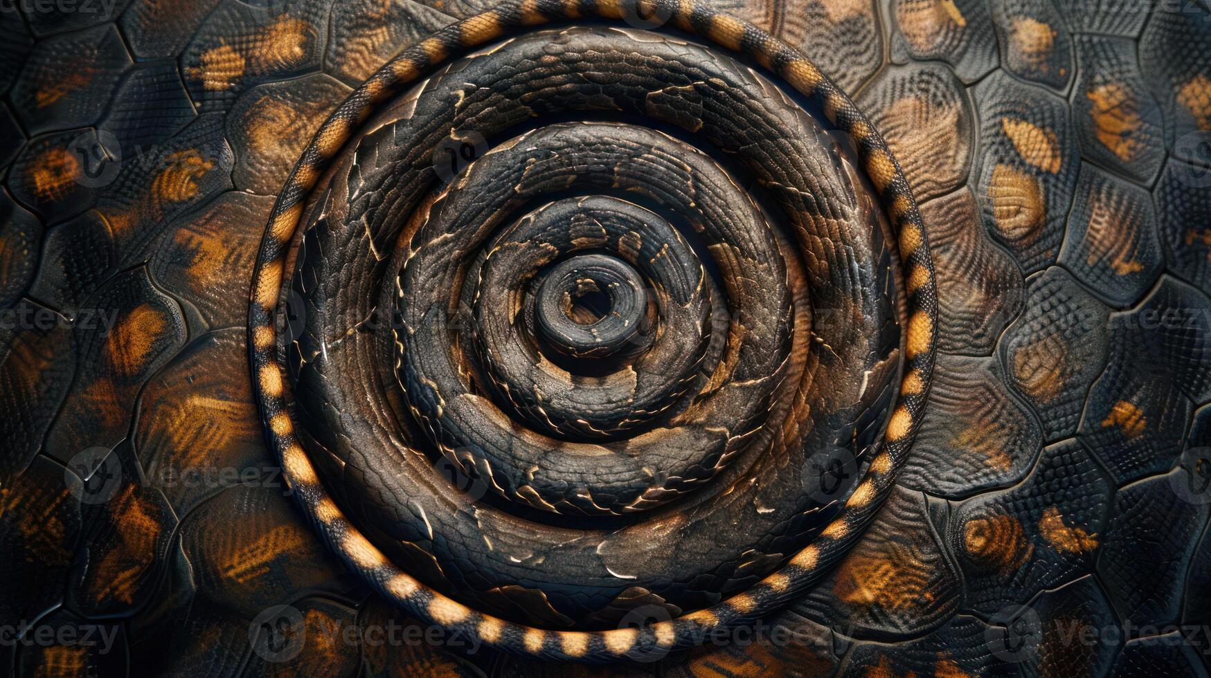 Close-up of a wooden bowl with a circular pattern, showcasing intricate details and natural texture. photo