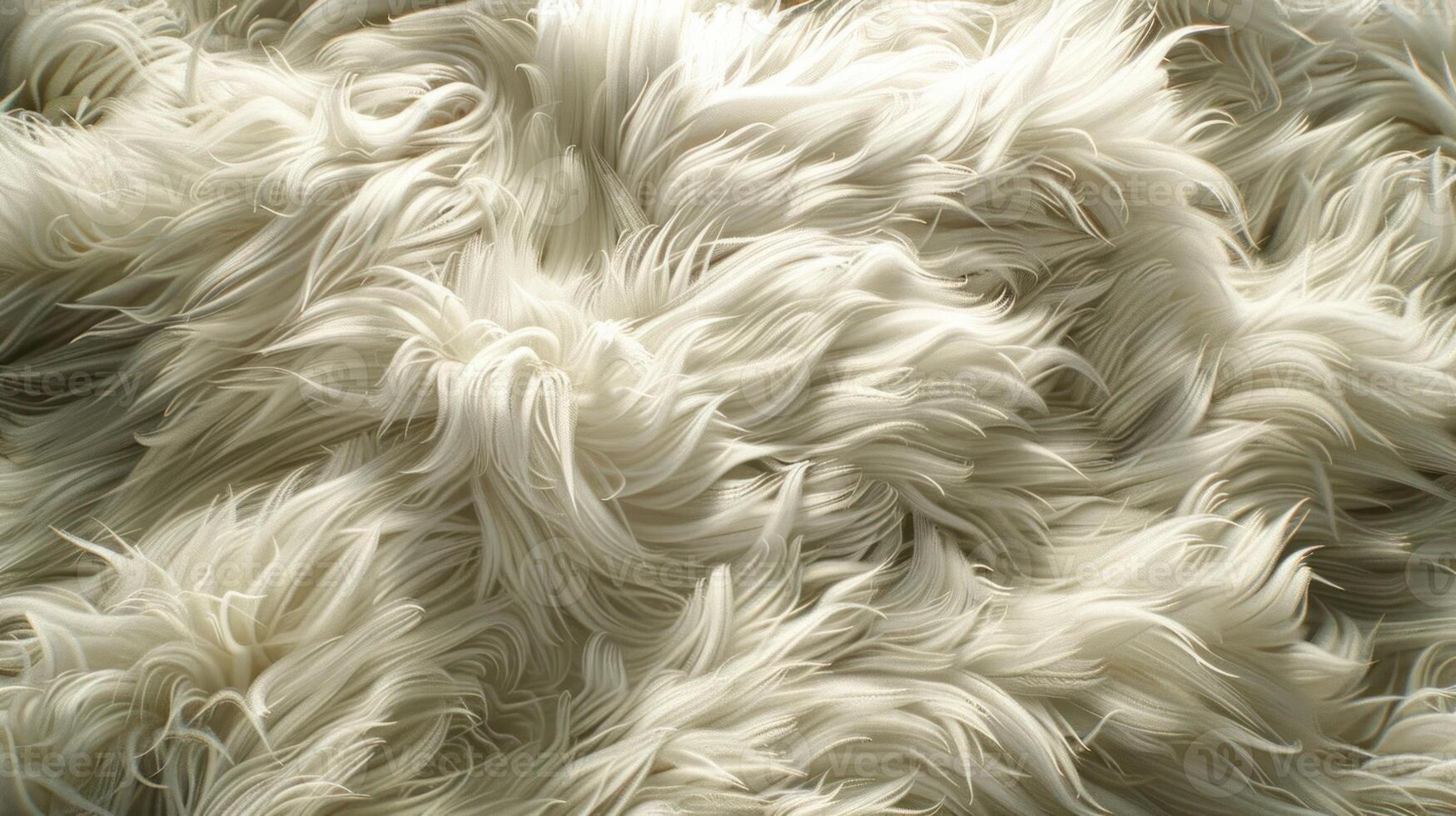 Close-up of soft white fur texture with gentle waves and light reflecting off the surface. photo