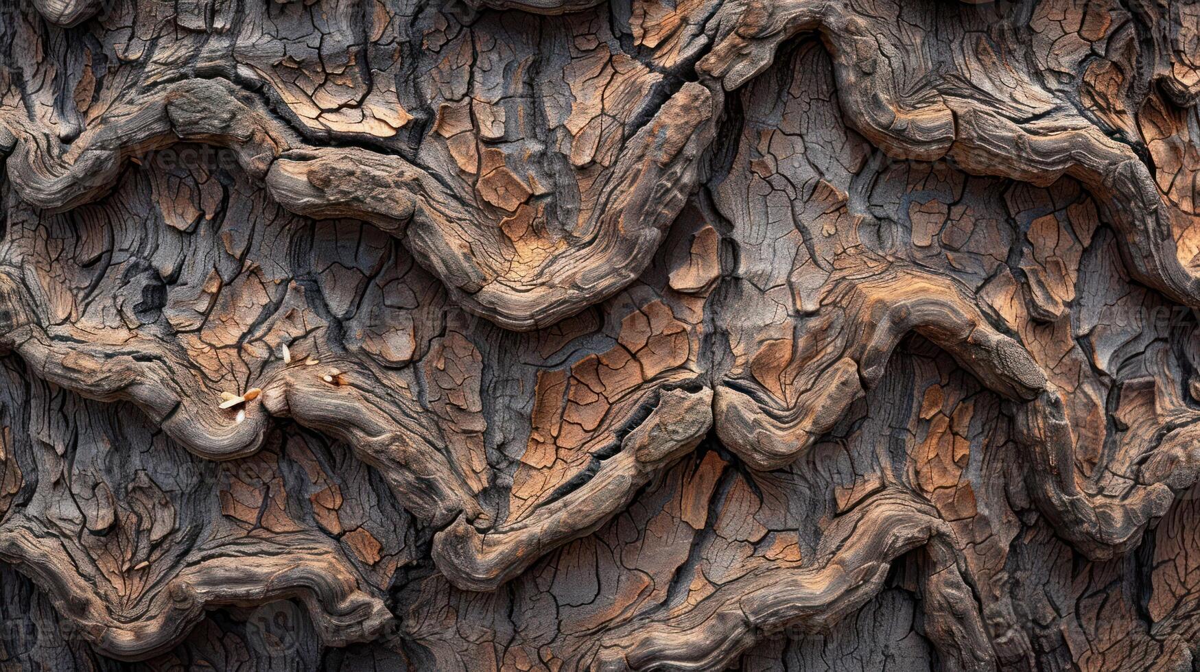 Close-up of a tree bark texture with a unique pattern. photo
