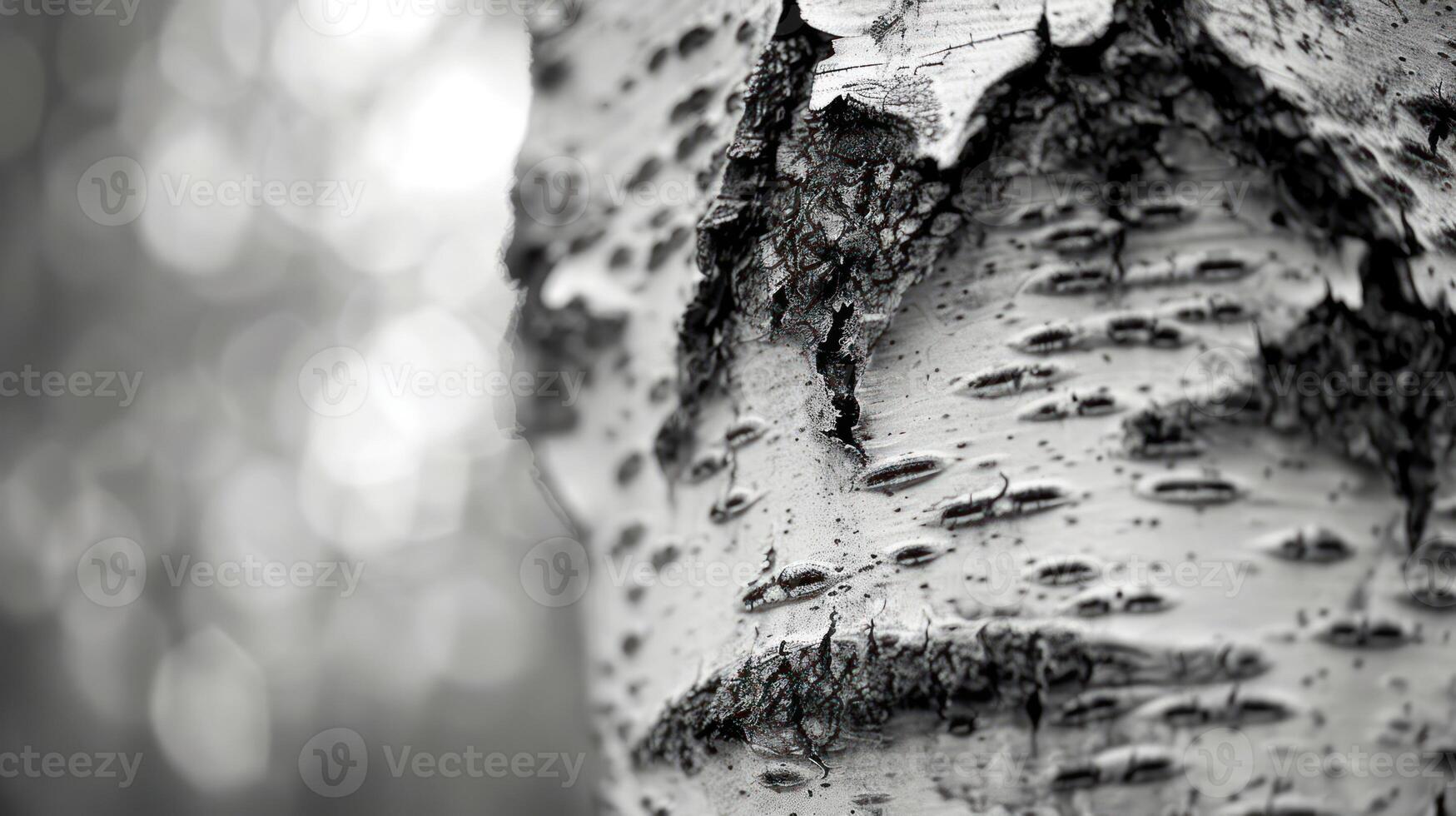 Close-up of a birch tree bark with a blurred background. photo