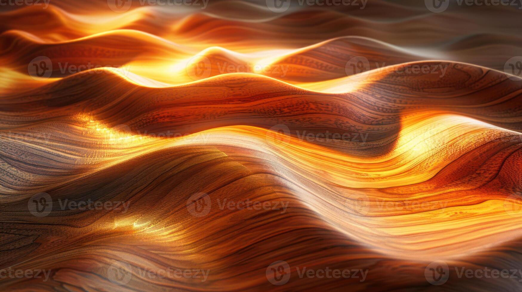 Abstract wooden surface with wavy texture and warm light. photo