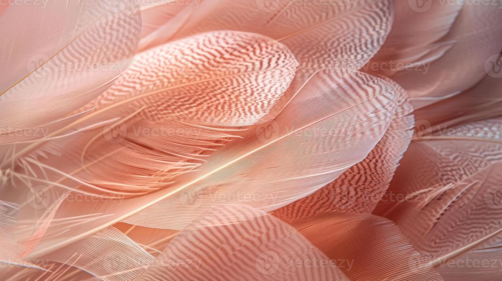 Close-up of soft, pink feathers with intricate textures, creating a delicate and elegant background. photo
