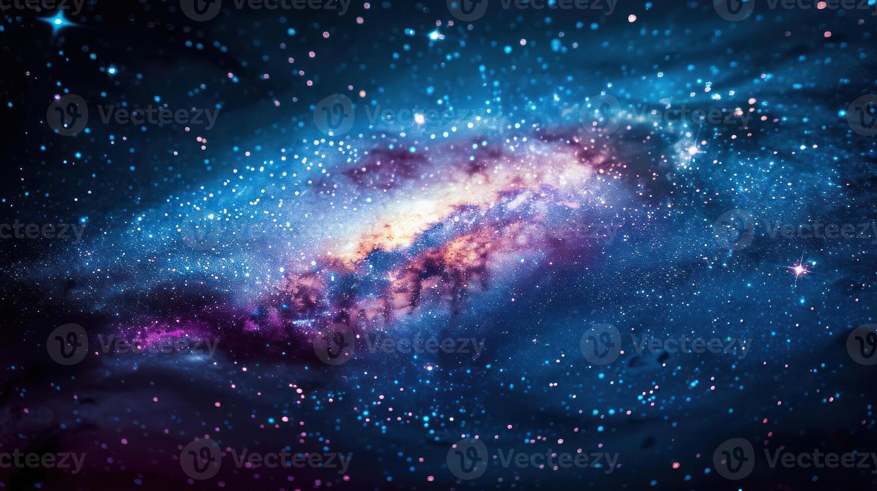 A breathtaking view of a spiral galaxy with swirling clouds of gas and dust, illuminated by the light of countless stars. photo