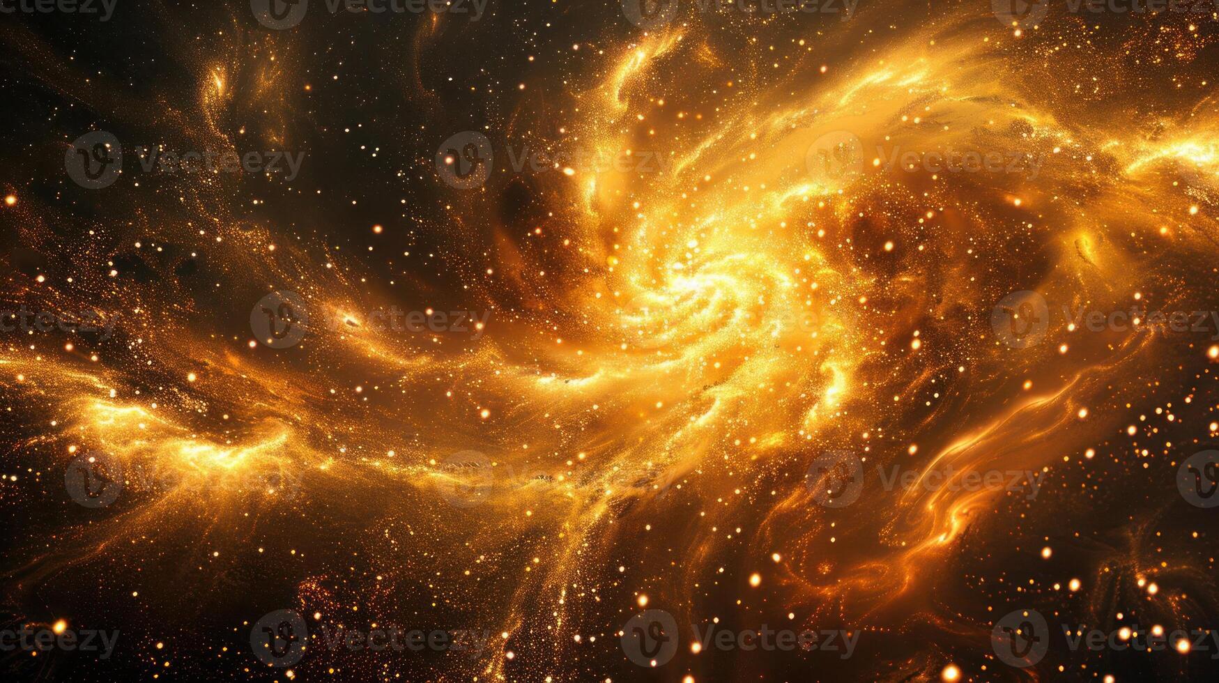 Abstract swirling nebula with a fiery orange and yellow glow against a dark background. photo
