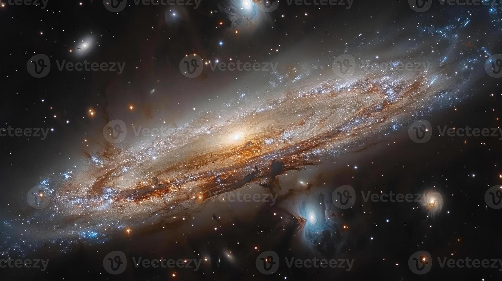 A spiral galaxy with a bright core and numerous stars visible in the surrounding space. photo