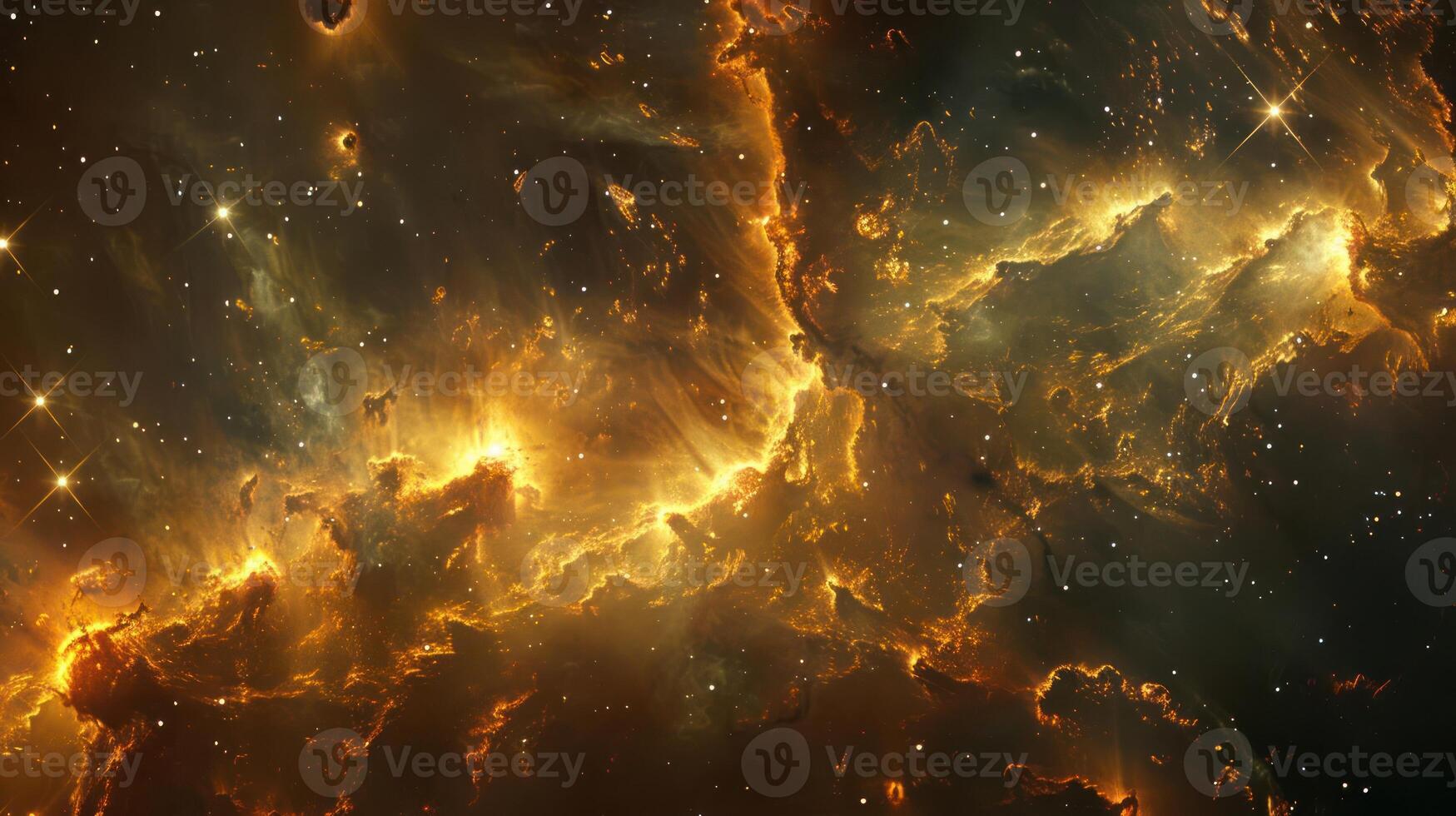 A vibrant nebula with swirling clouds of gas and dust, illuminated by distant stars, creating a cosmic spectacle. photo