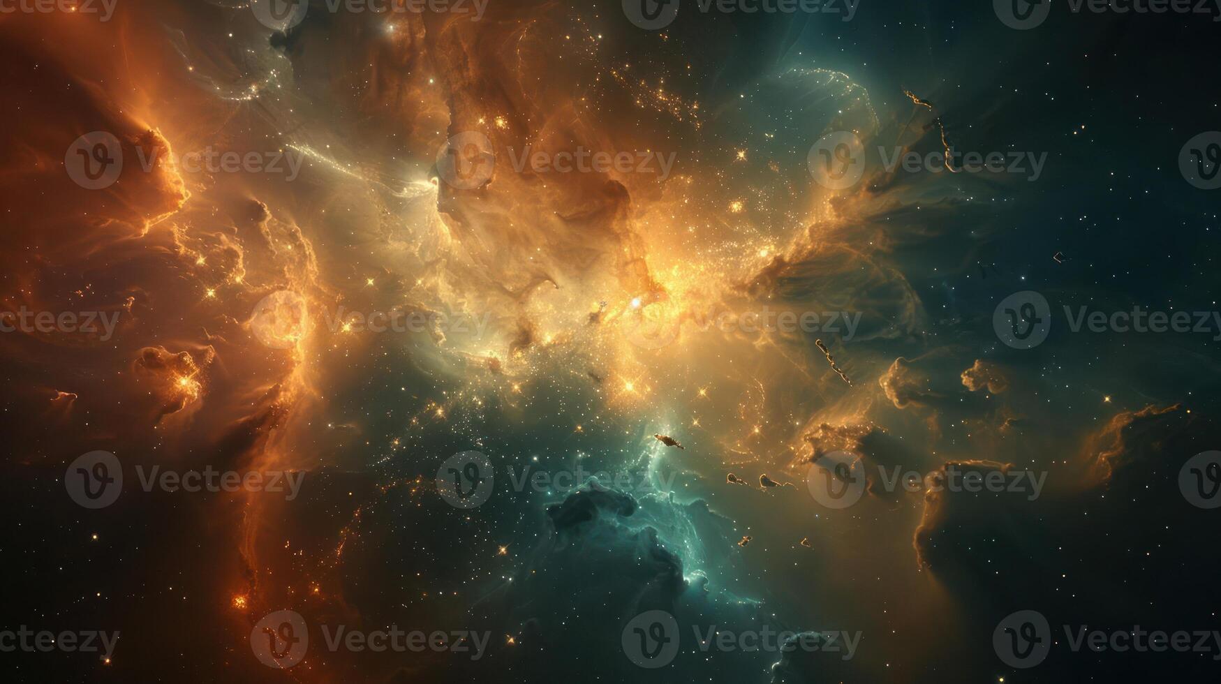 A stunning nebula with swirling clouds of gas and dust, illuminated by distant stars. photo