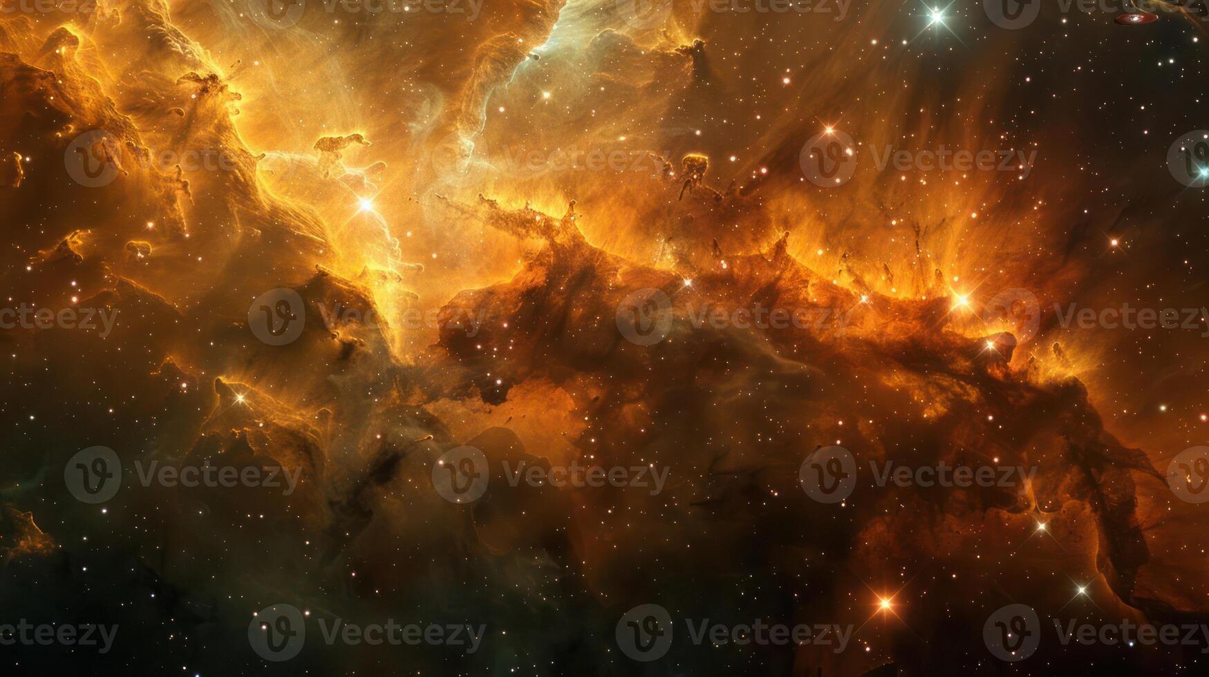 A cosmic nebula with swirling clouds of gas and dust, illuminated by distant stars. photo