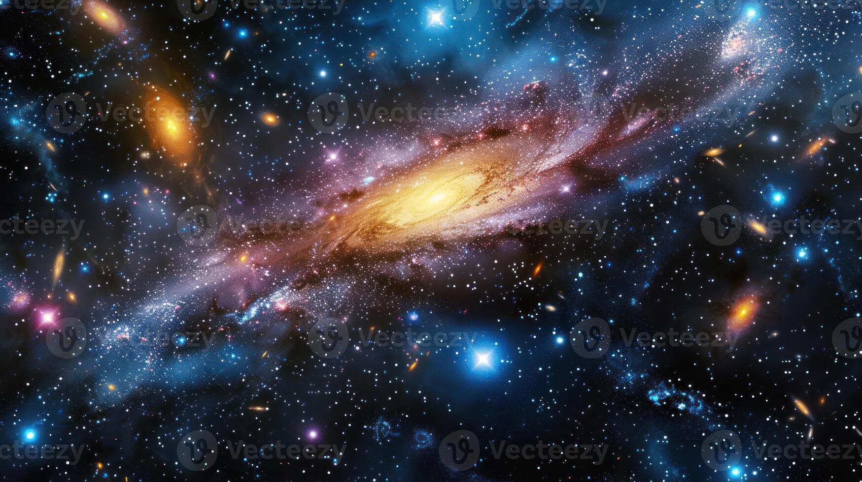 A stunning view of a spiral galaxy in deep space, with stars and nebulae visible in the background. photo
