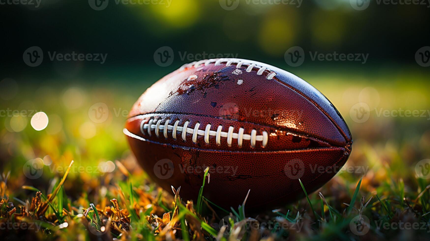 Close Up of an American Football on a Grassy Field Game Day Vibes photo