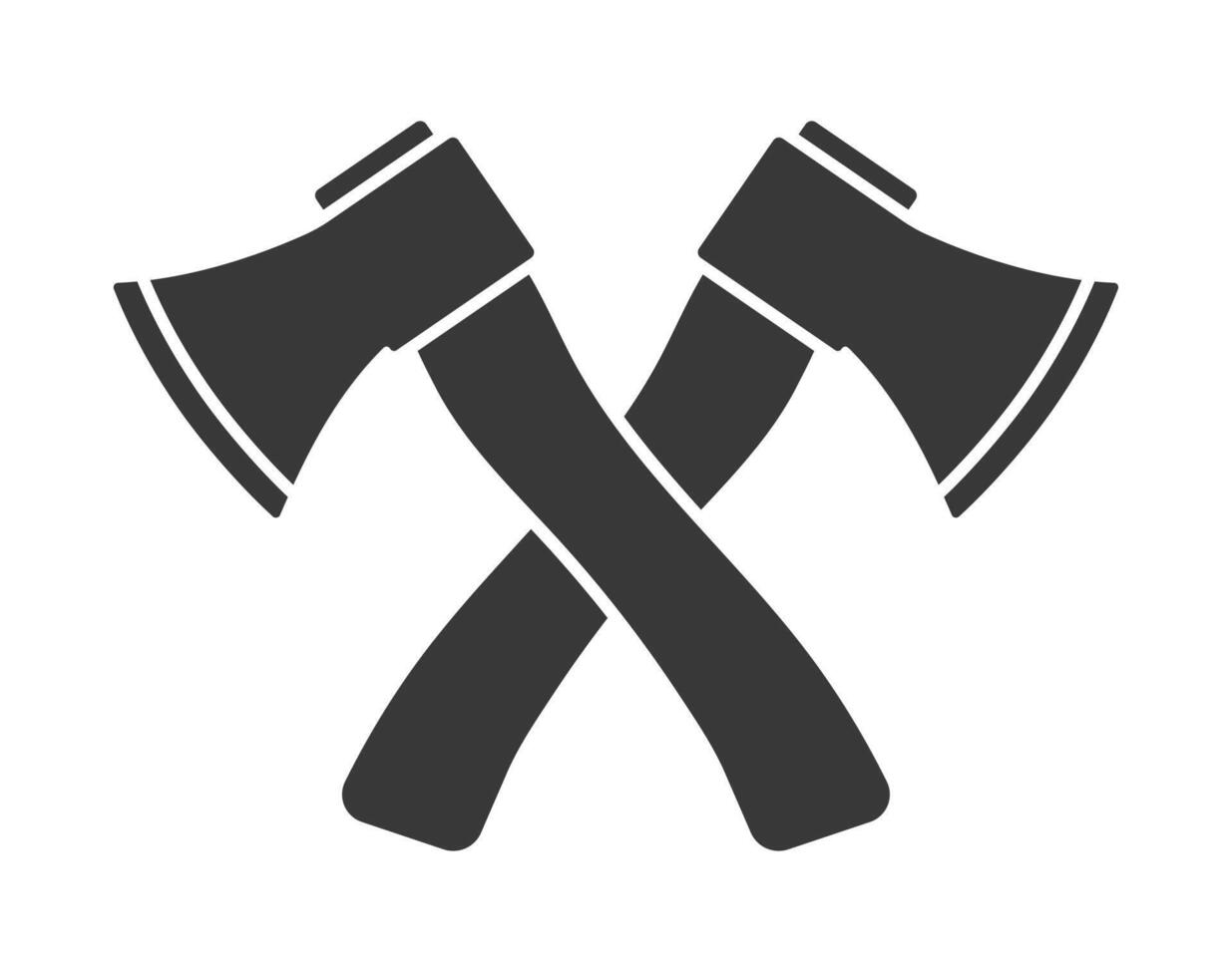 Crossed Wooden axes icon symbol shape. Forestry axe tool logo sign. illustration image. Isolated on white background. vector