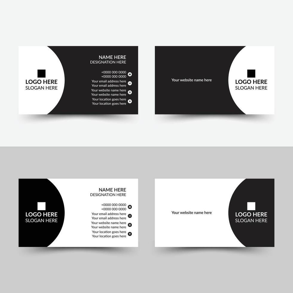 Clean and Simple Business Card design, black and white simple visiting card vector
