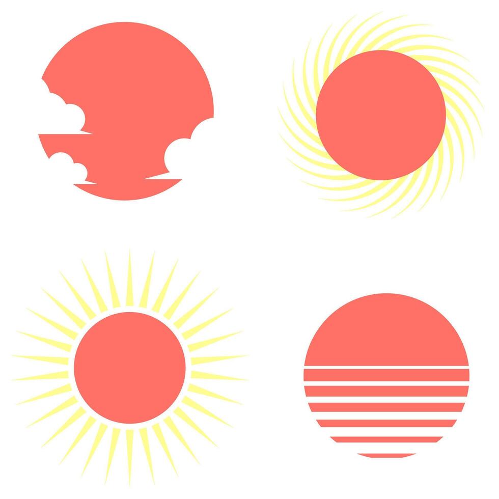 Easy sun drawing set. Nature drawing elements. vector