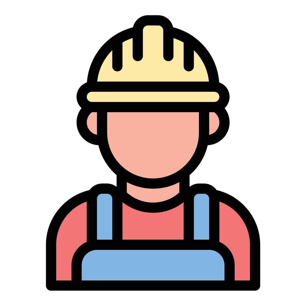 Contractor Icon Building Professional in Flat Line Color Style vector