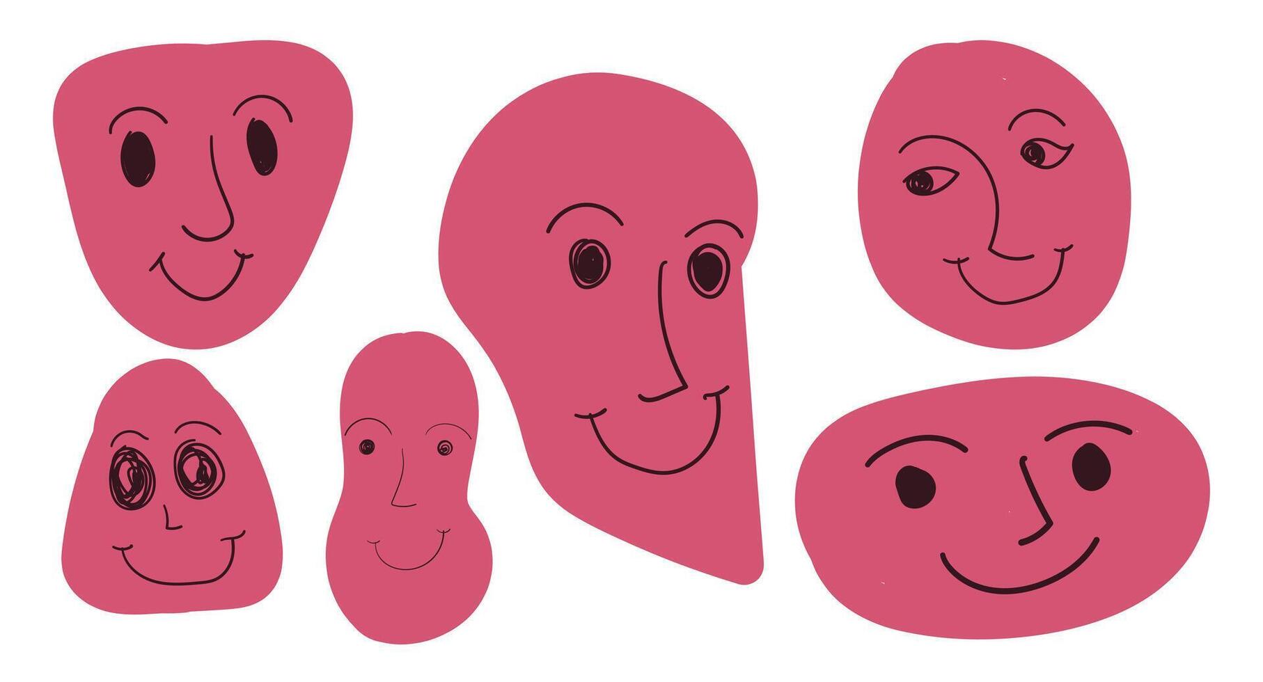 Set of human face shapes with happy smiles vector