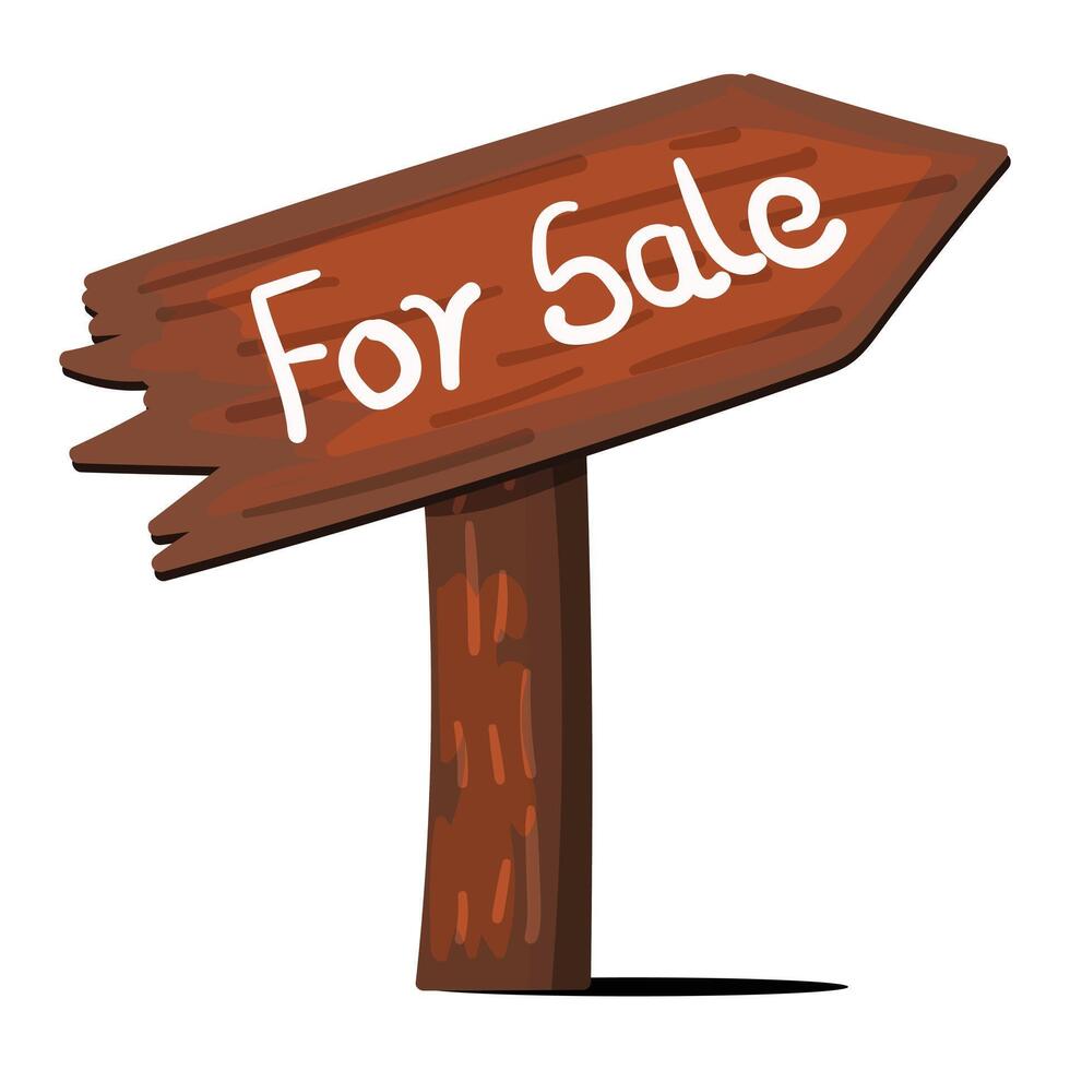 wooden sign with the sale in flat design vector