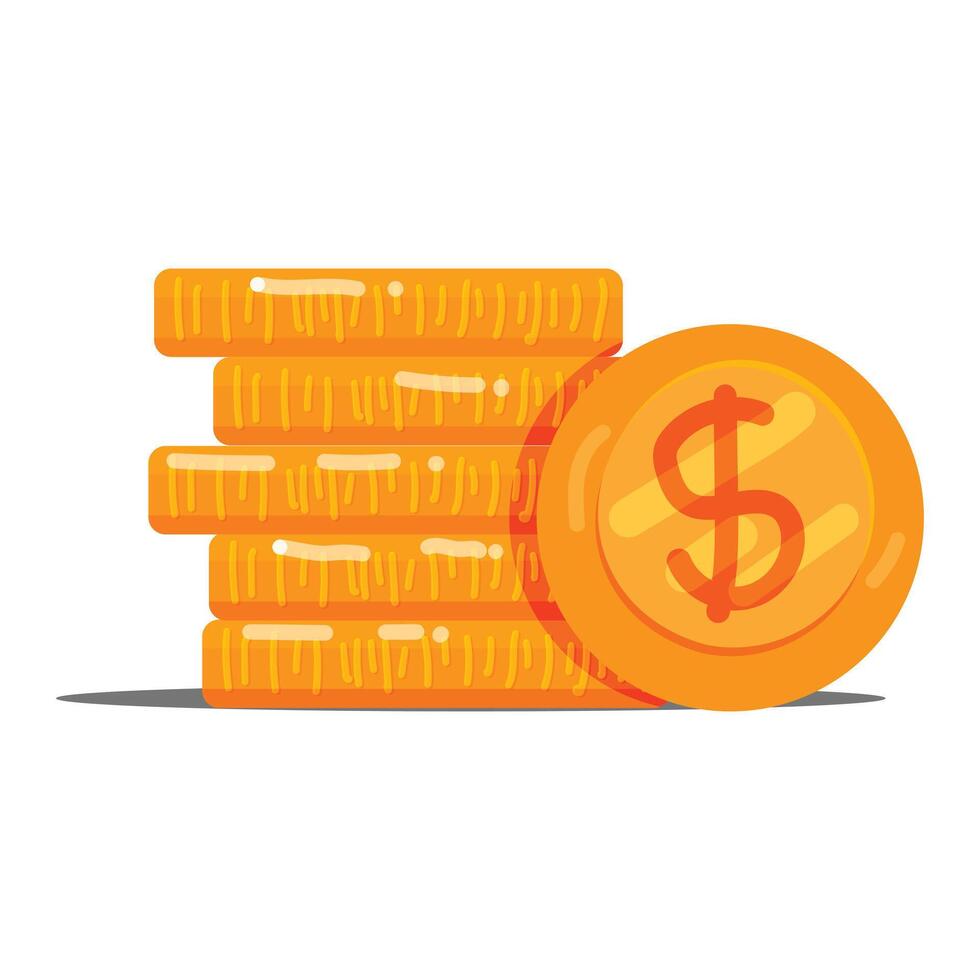 Set of Gold USD Coin in flat design vector
