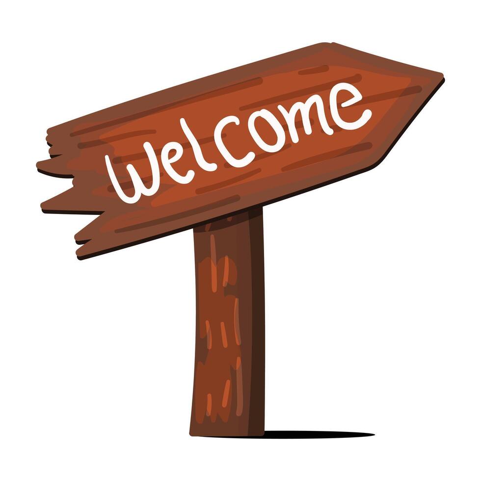 wooden sign with the welcome word in flat design vector