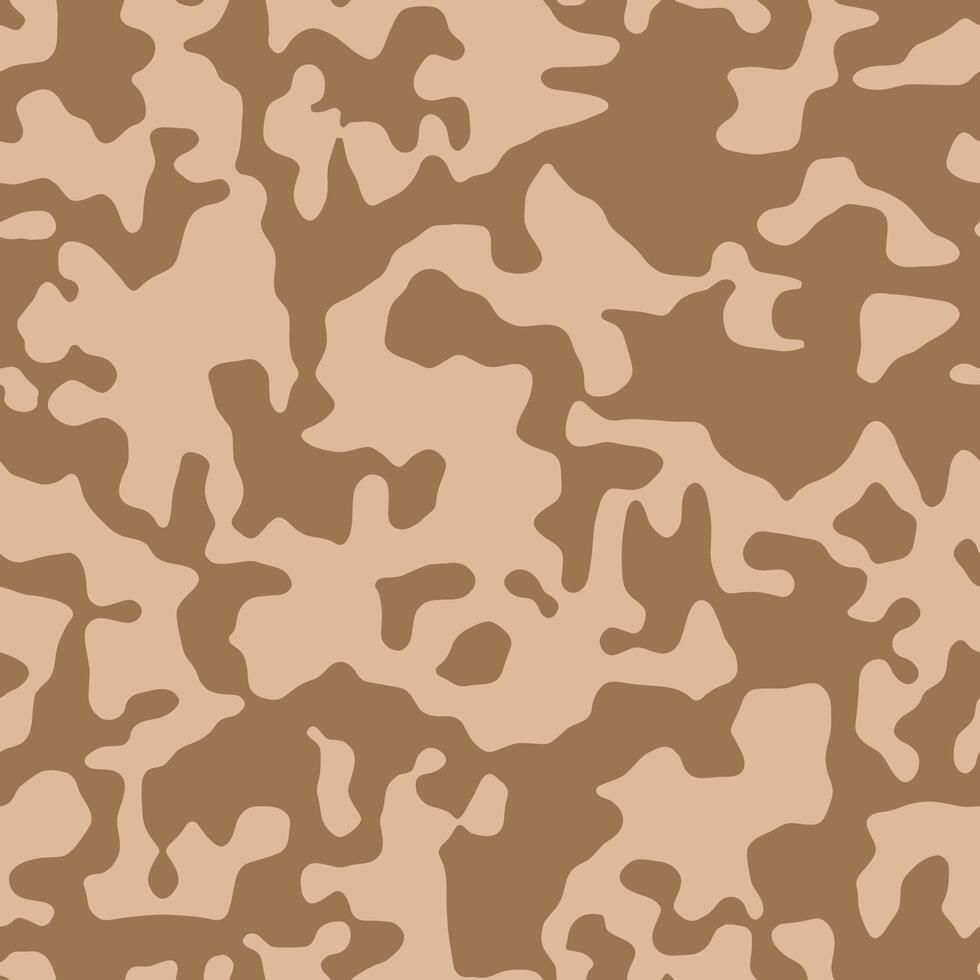 Brown beige camouflage seamless pattern. Modern military camo texture. Desert masking color vector