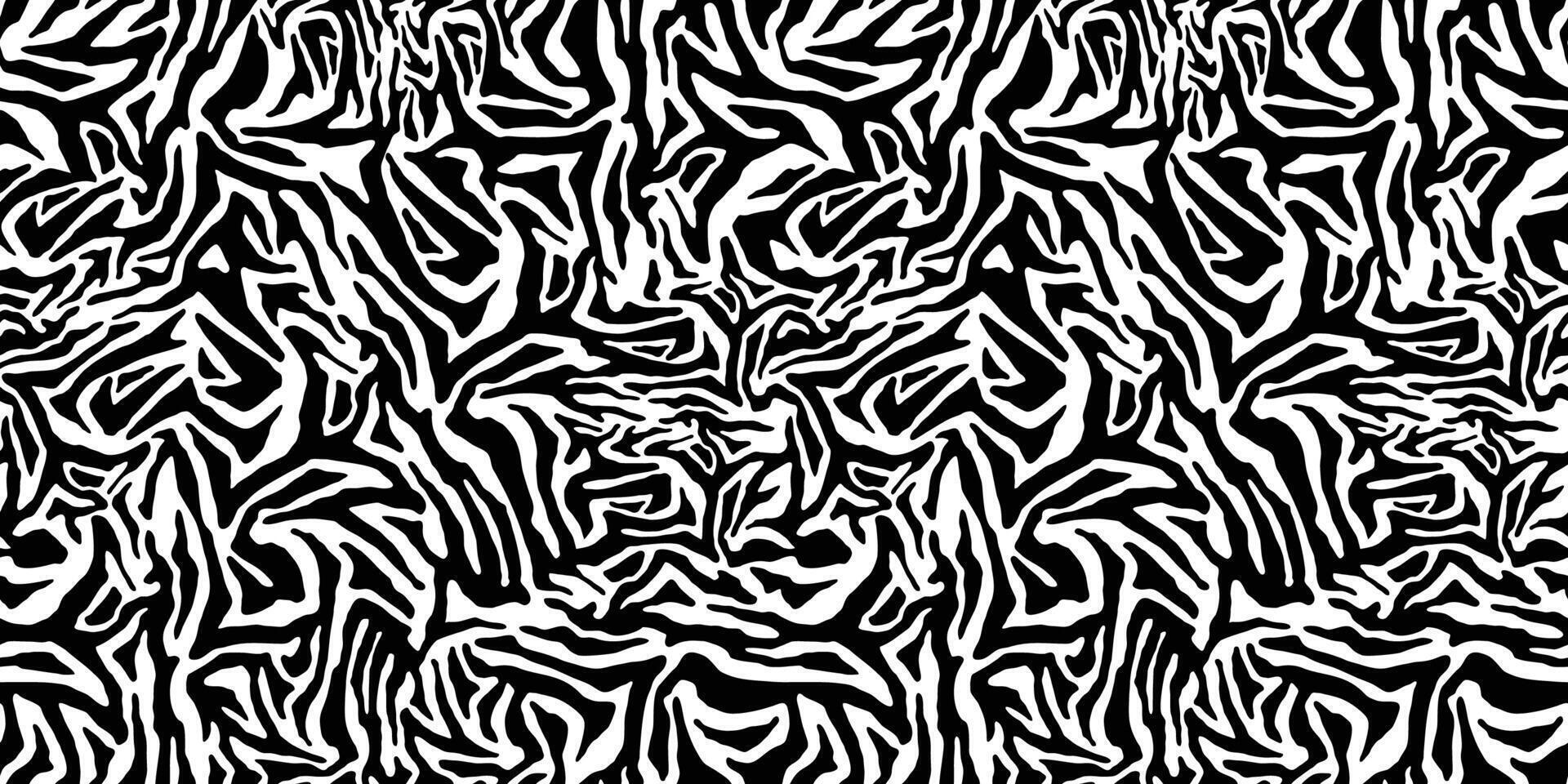 Zebra fur pattern, stripe skin, animal print. Repeating texture. Black and white seamless background vector