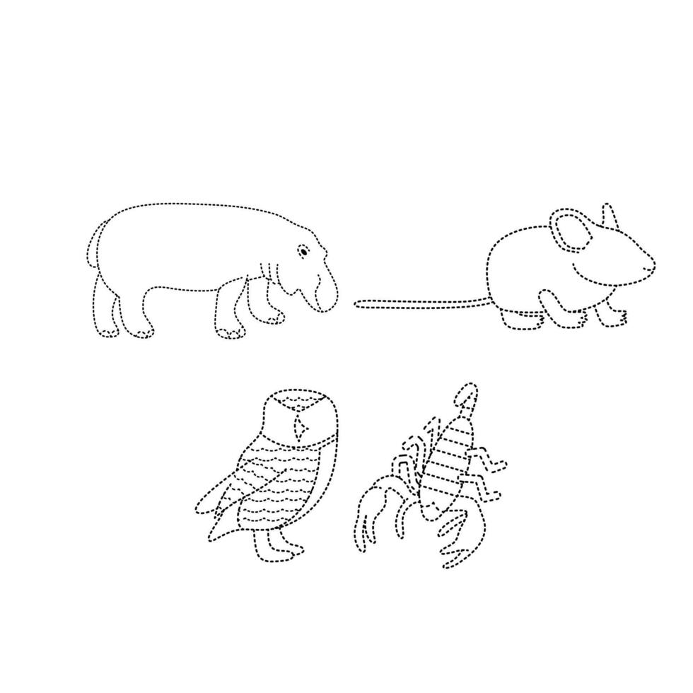 Animal Guide Line Tracing vector