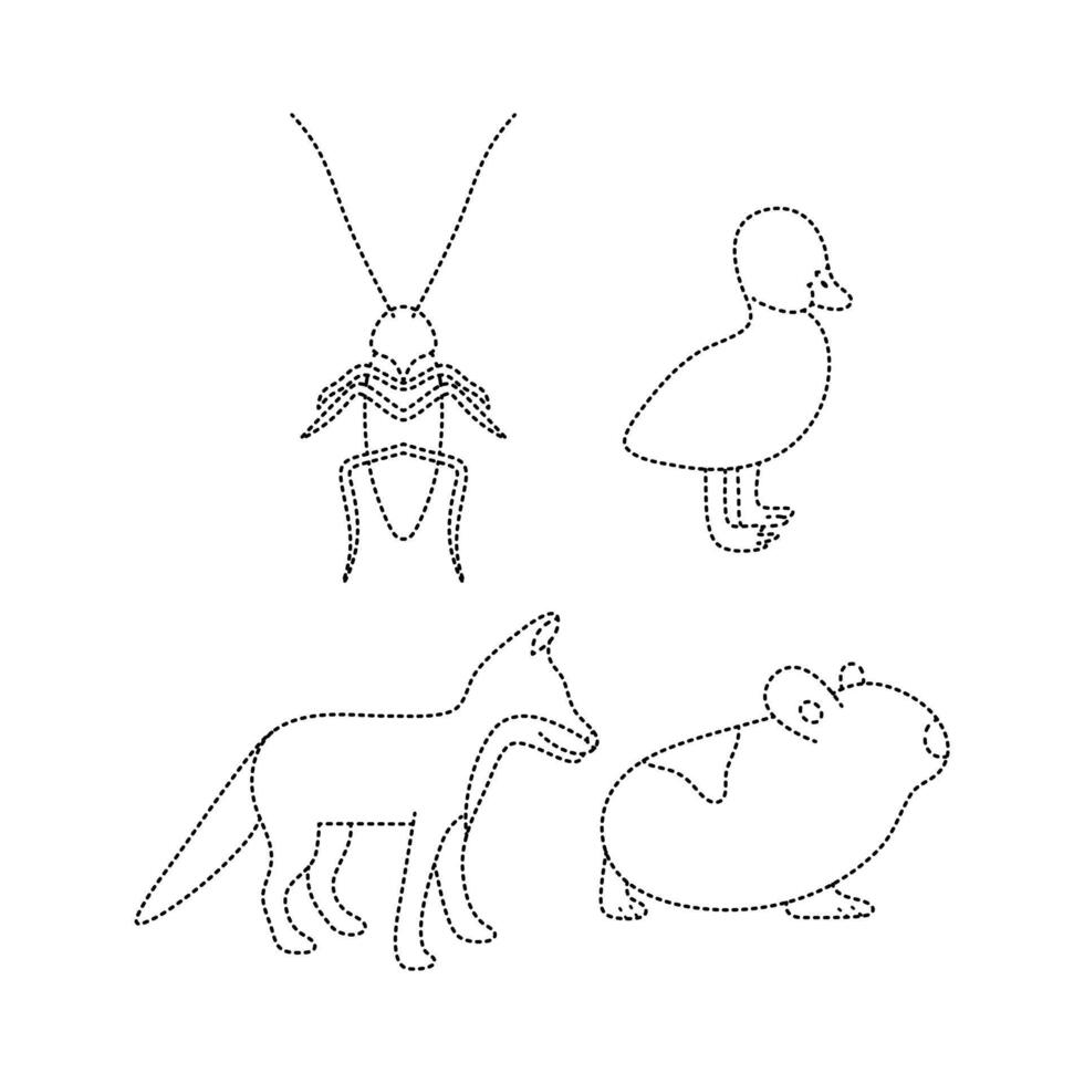 Animal Tracing Line For Kid Worksheet vector