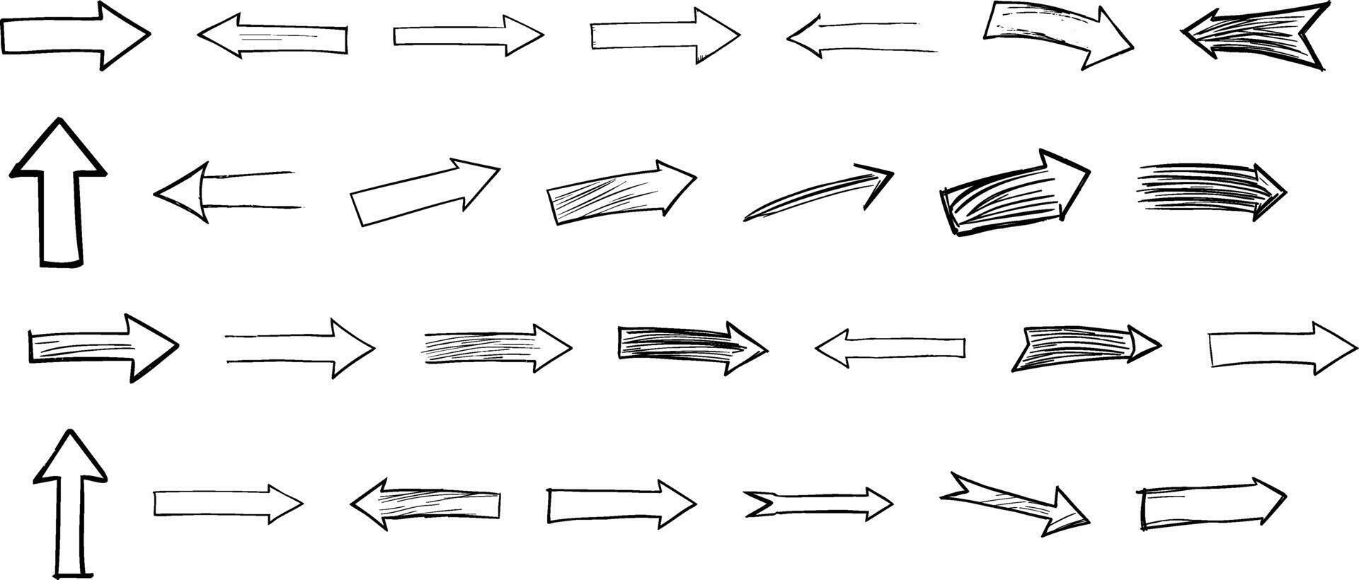 A thoughtfully assembled collection of hand-drawn arrows, offering a glimpse into the artist's creative process. vector