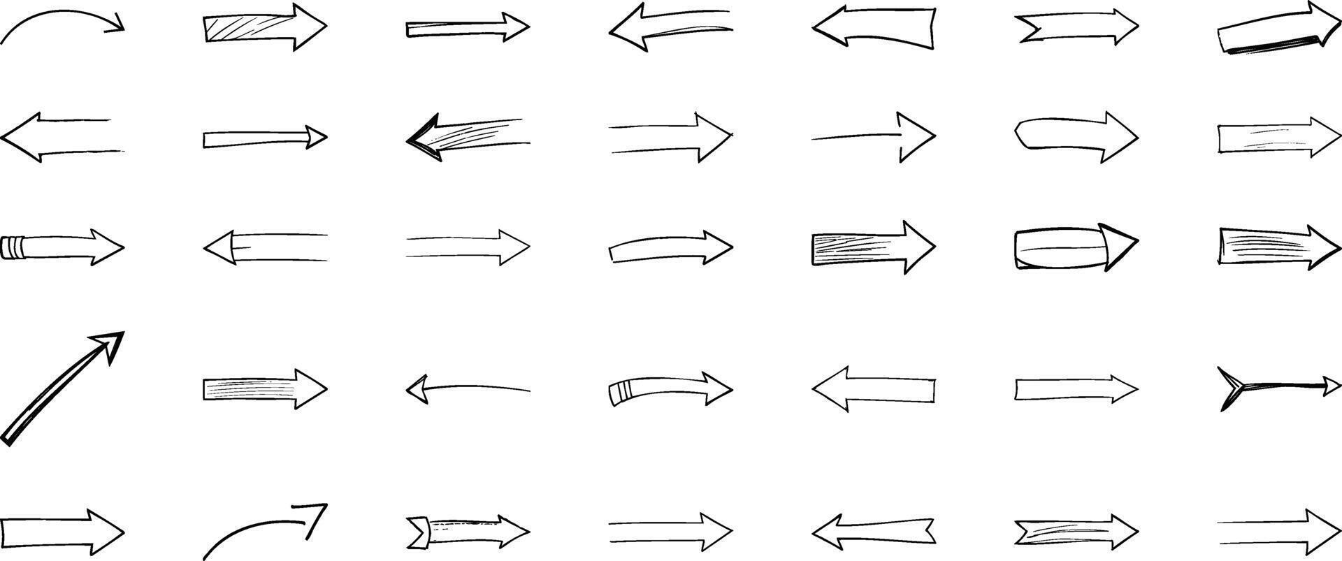 Directional hand-drawn arrows vector