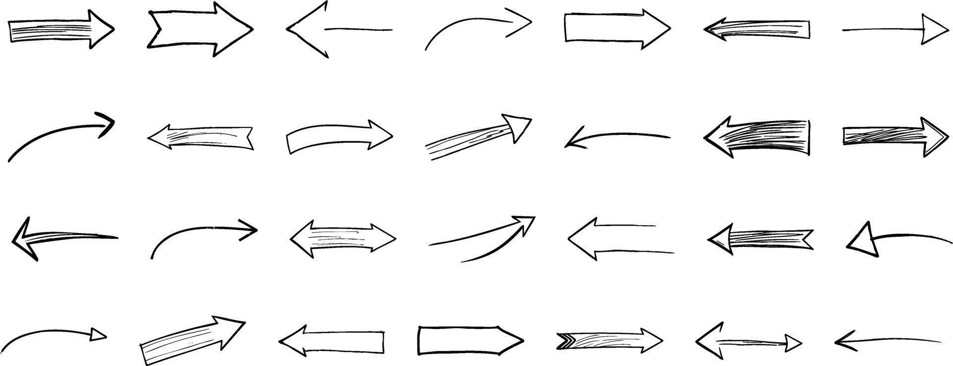 A versatile toolkit of hand-drawn arrows, perfect for designers, illustrators, and artists seeking to add a personal touch to their work. vector