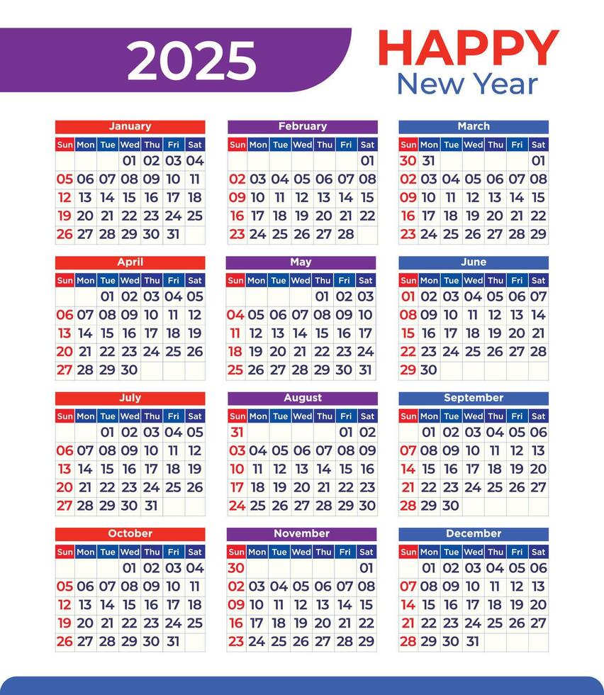Happy new year 2025 desk calendar design vector