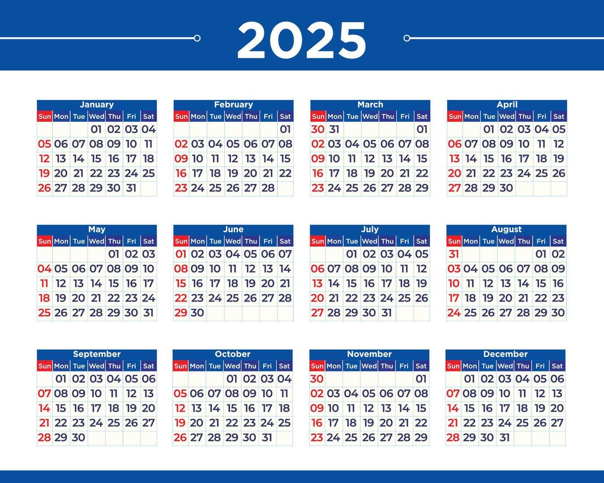 New year desk calendar 2025 vector