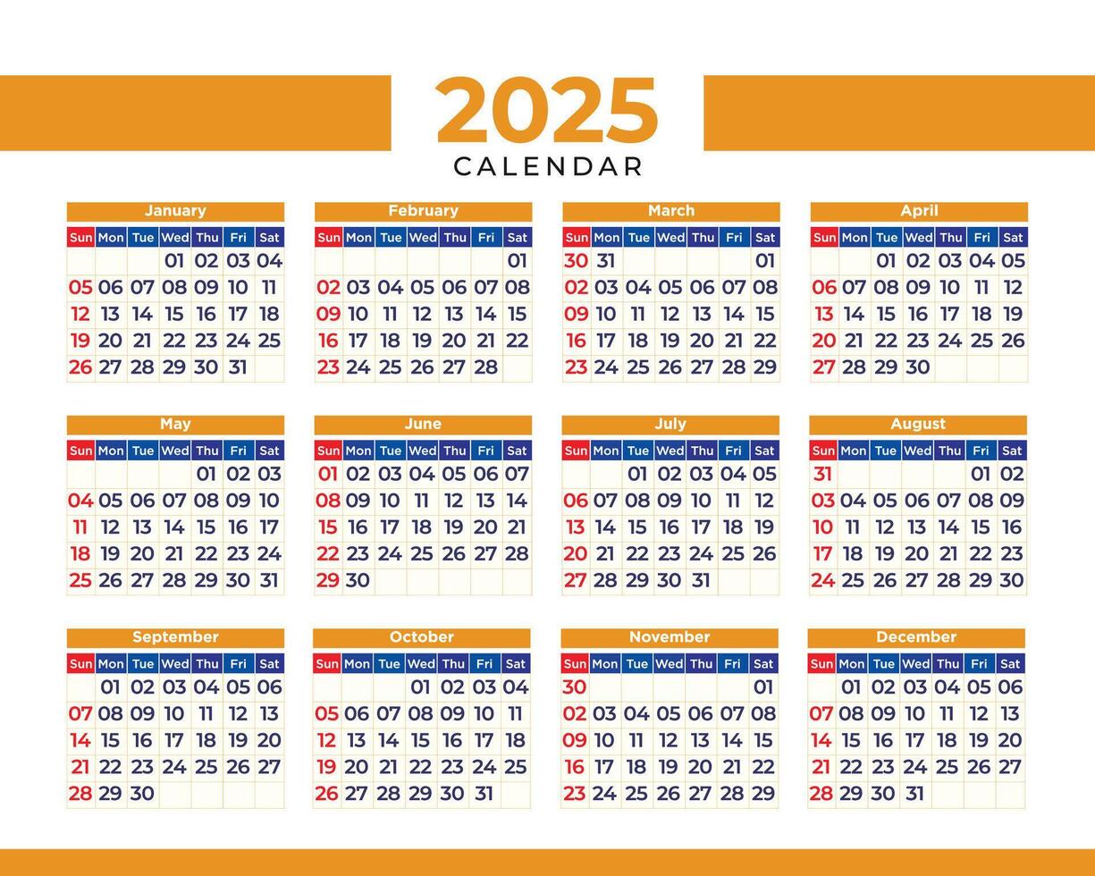New year 2025 desk calendar design vector