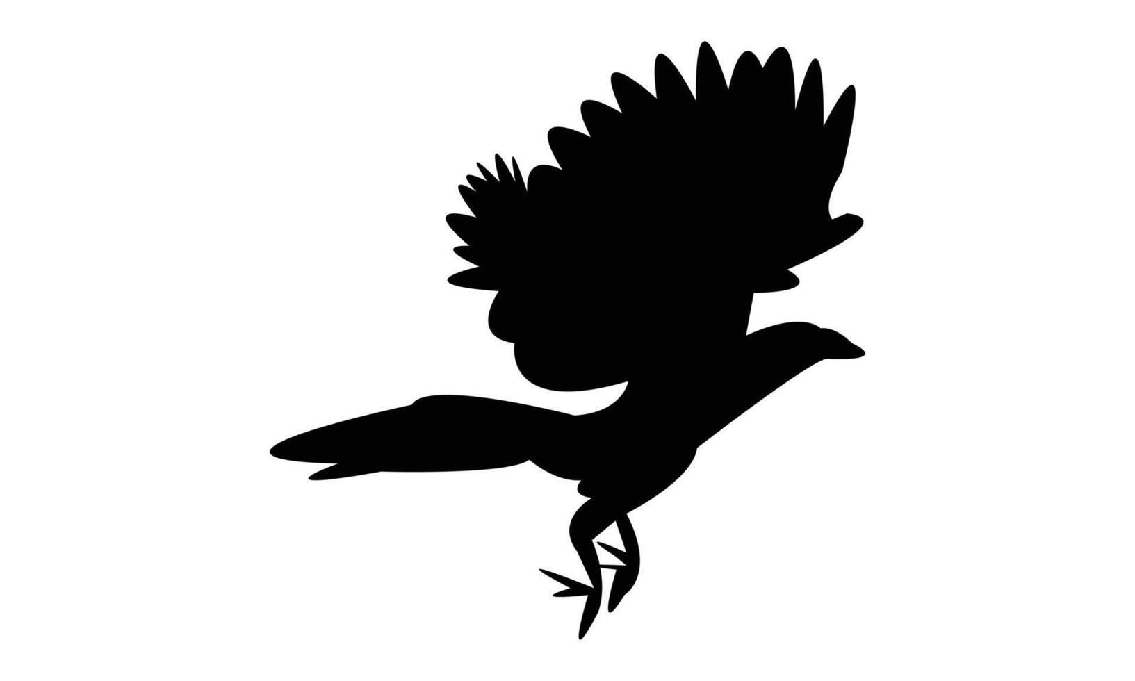 Flying Crow Pheasant Black Silhouette vector