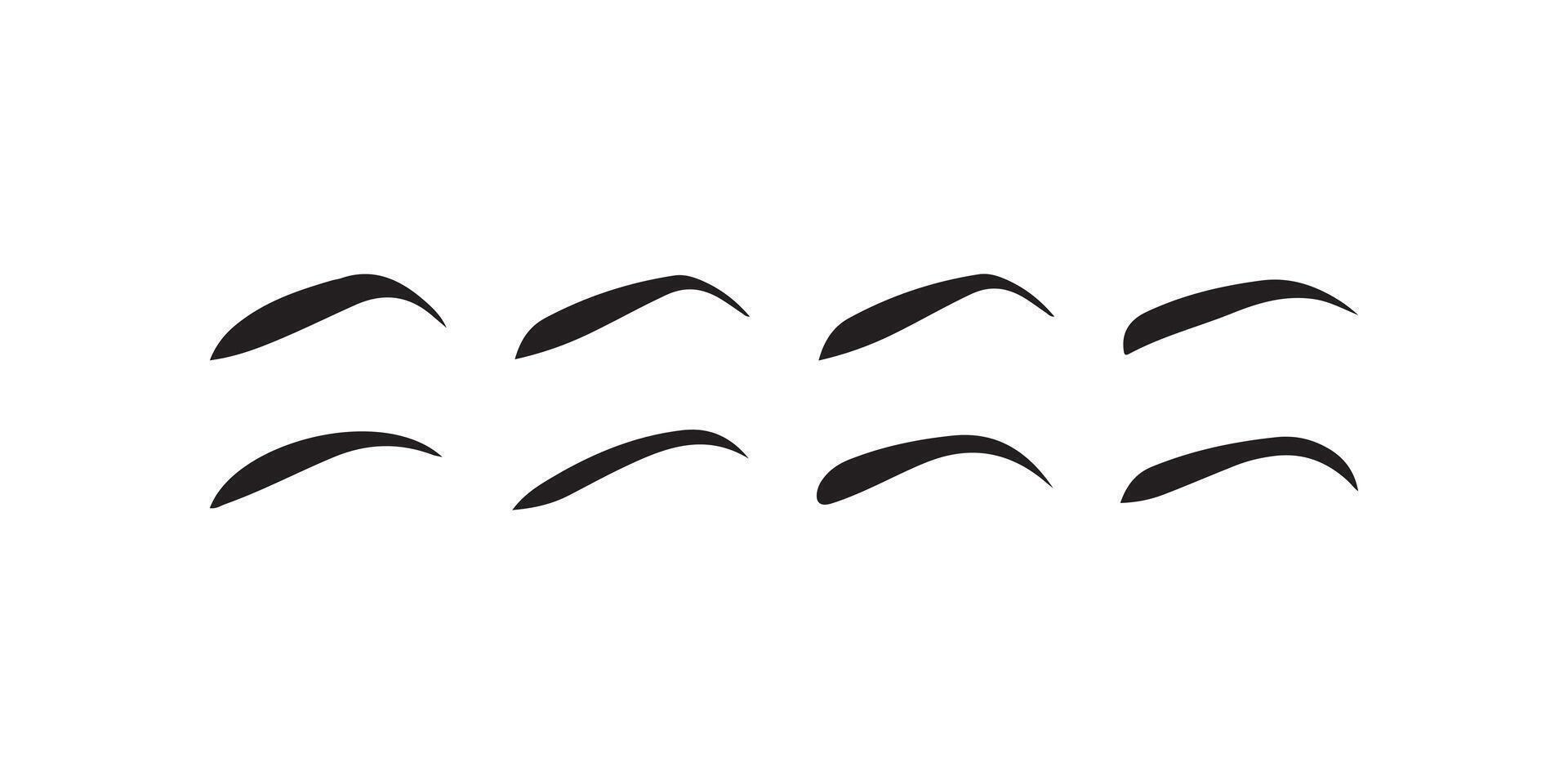 Set of eyebrow collection, eyebrows icon, Cartoon eyebrows shapes, thin, logo, Classic eyebrows, brow makeup shaping illustration set. vector