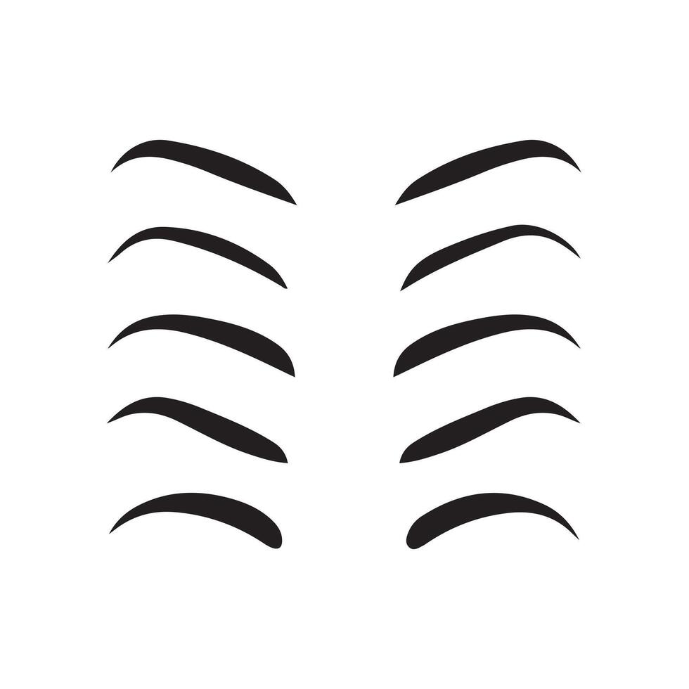Set of eyebrow collection, eyebrows icon, Cartoon eyebrows shapes, thin, logo, Classic eyebrows. vector