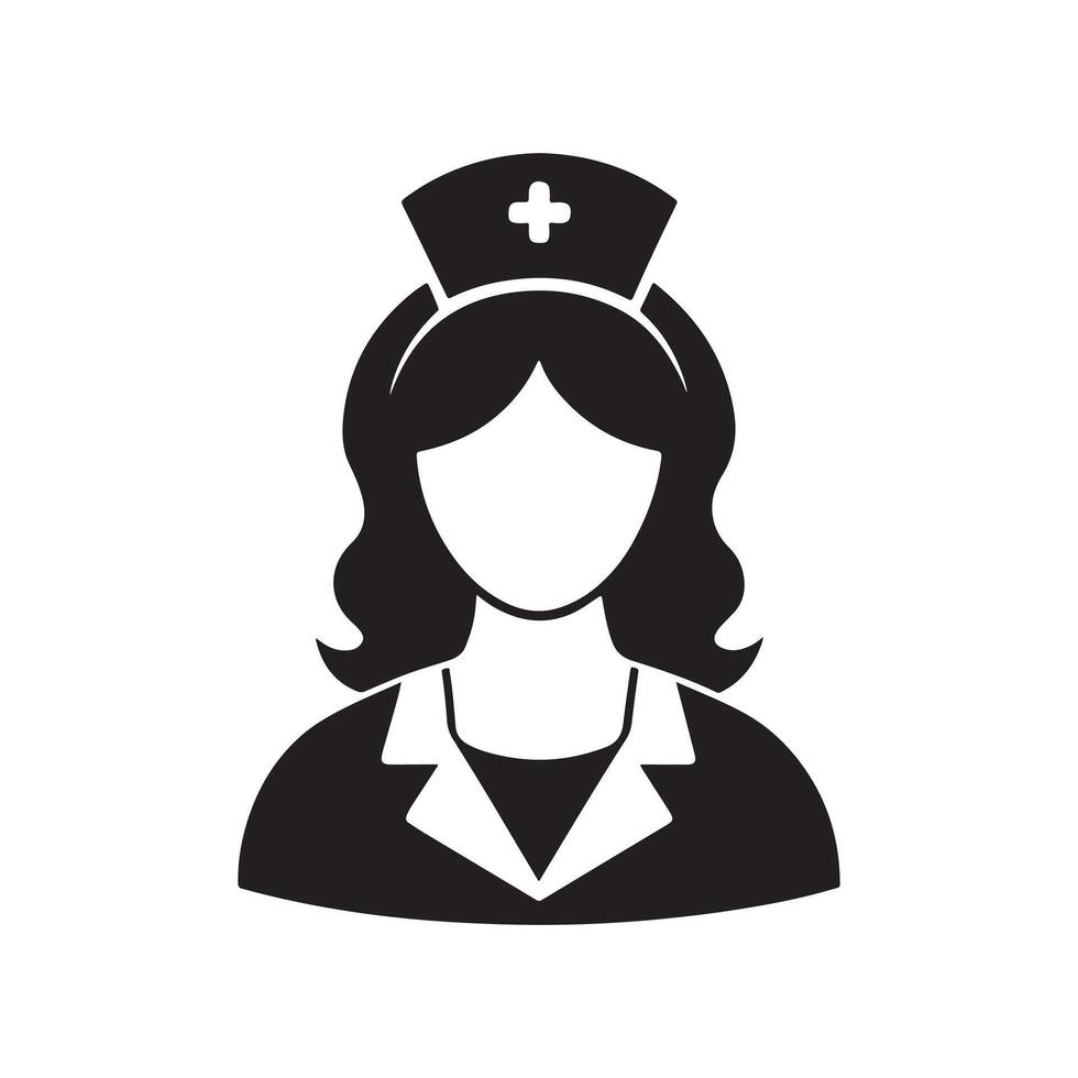 Nurse icon silhouette . medical nurse solid icon illustration. vector