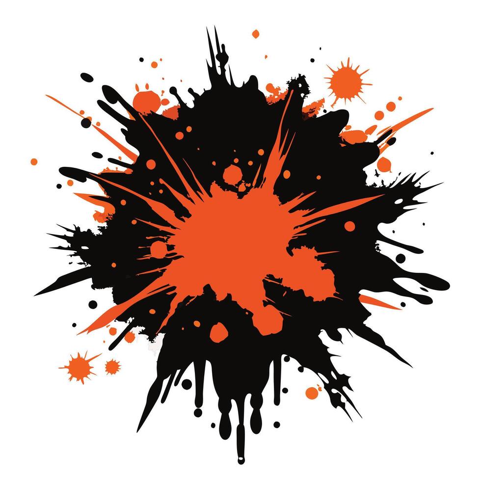 an orange and black splatter on a white background vector